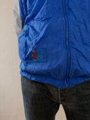 Vintage Track Jacket Blue White & Turquoise Polyester Unisex – L