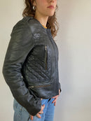 Leather Jacket Vintage Black Genuine Lamb Leather Slim Fit Women – S