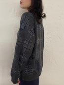 Vintage Wool Polo Sweater Grey Unisex – M