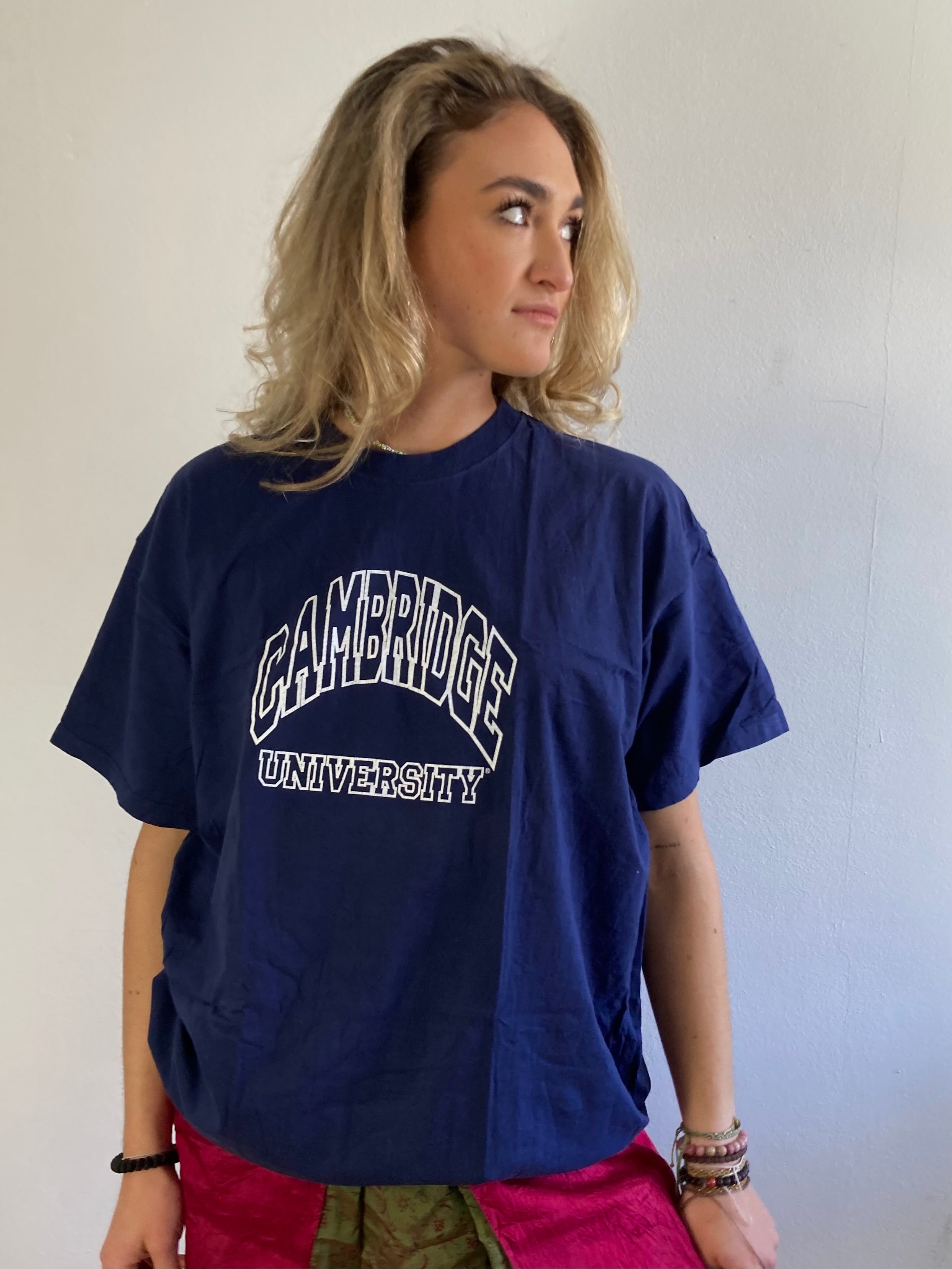 T-Shirt Cambridge University Front Print Fruit of the Loom Blue Layering – XL