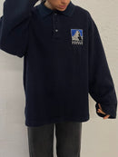Polo Pullover Oversized Black Front Patch –  L