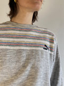 Sweater Vintage Grey Striped Puma Unisex – M