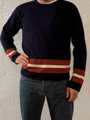 Vintage Pullover Stan’s Blue Cotton Blend Longsleeve with Red Details Unisex – L