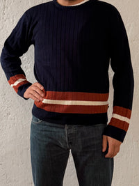 Vintage Pullover Stan’s Blue Cotton Blend Longsleeve with Red Details Unisex – L