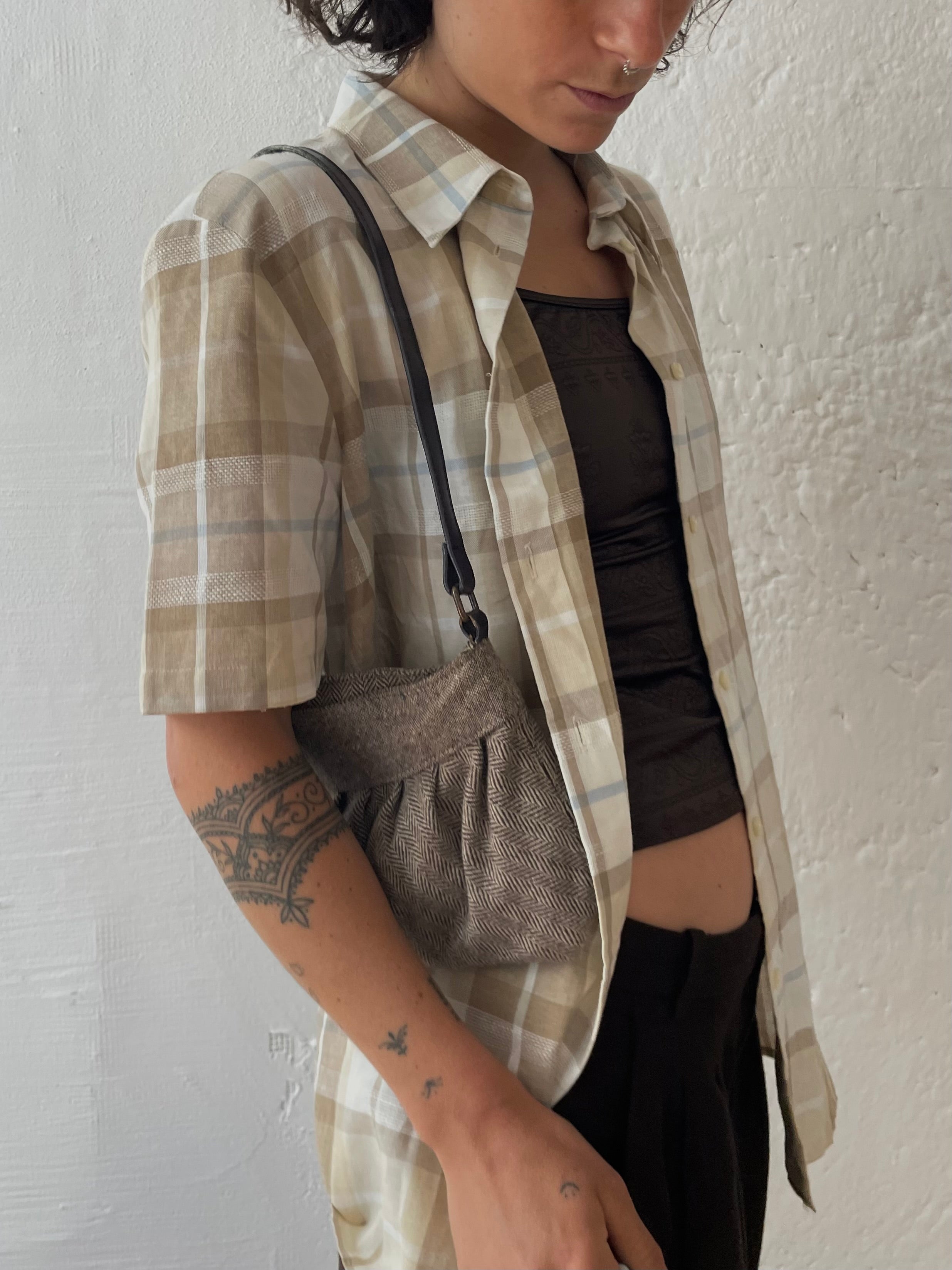 Braun/Weiß kariertes Hemd M - Kleiderhaufen - Default Title