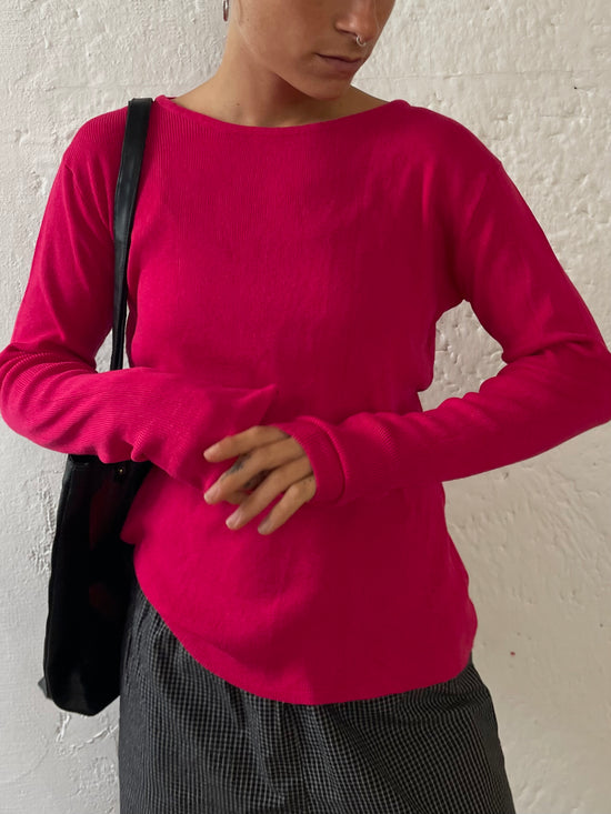Knitwear Pullover Pink Cotton Blend Longsleeve – M