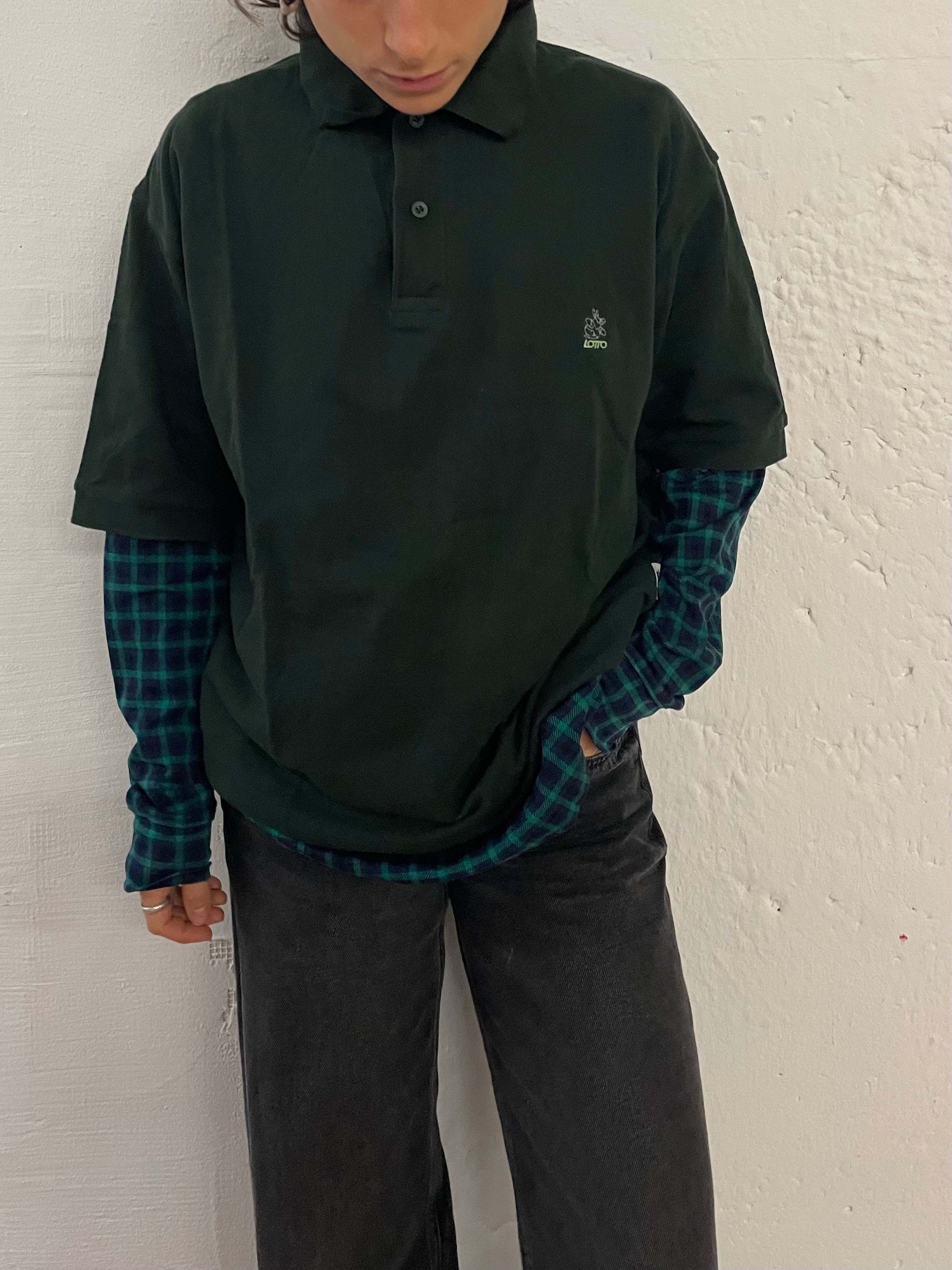 Vintage Slazenger Lotto Polo Shirt Dark Green Short Sleeve – L