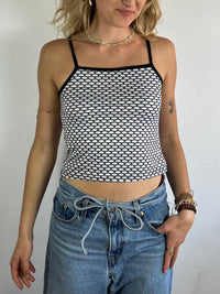 Top Shirt Summer Spaghetti Top Black White Slim Fit – S