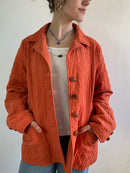 Jacket Vintage Orange Patterned Cotton Spring Lightweight Layering Unisex – M