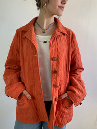 Jacket Vintage Orange Patterned Cotton Spring Lightweight Layering Unisex – M