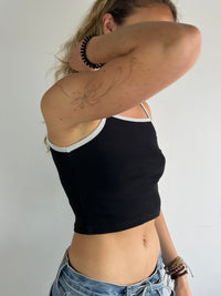 Spaghetti Top Vintage Cropped Summer Black – S