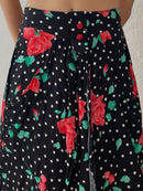 Langer schwarzer Rock mit Roten Blumen S - Kleiderhaufen - Default Title