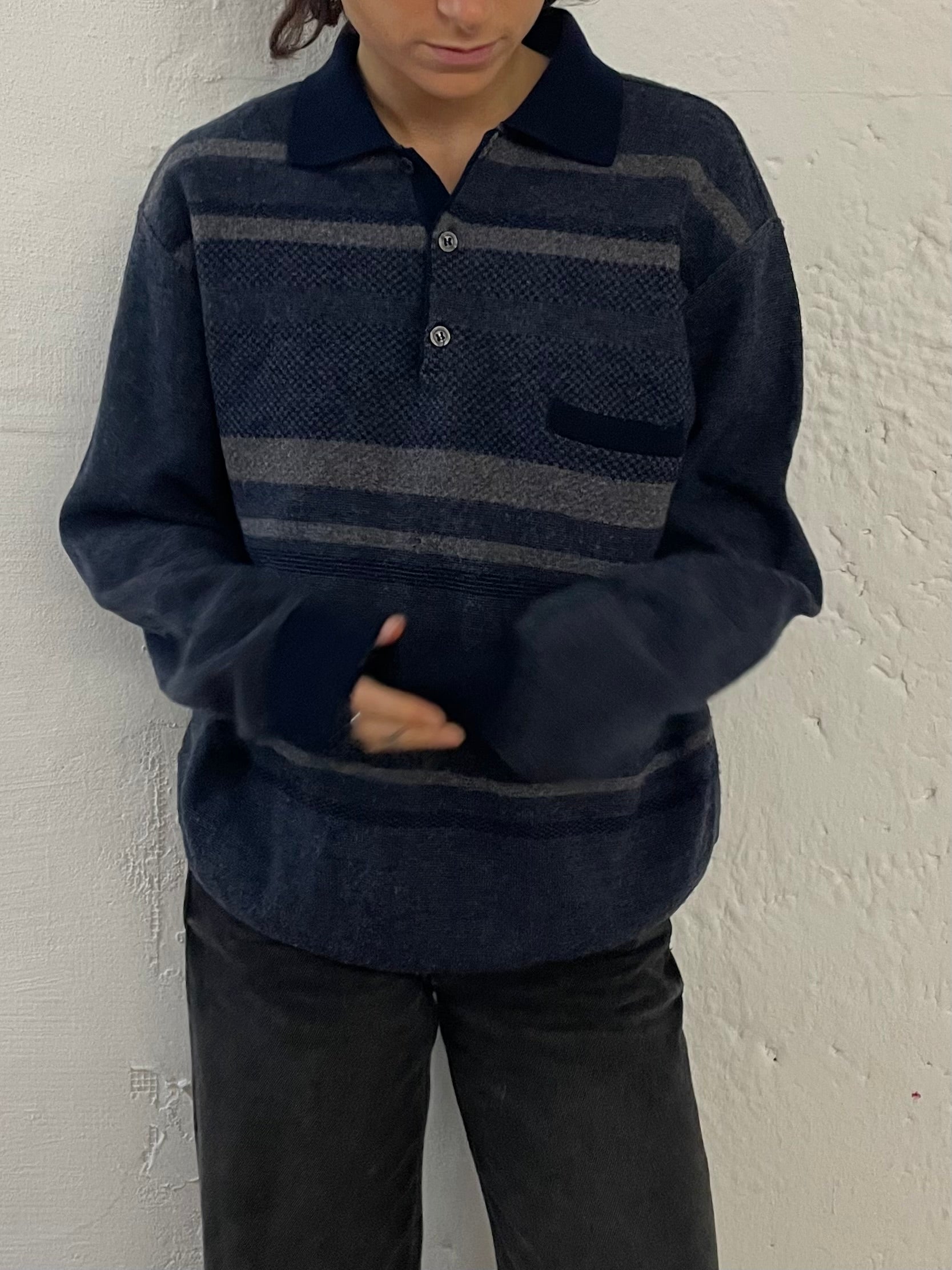 Rodes Polo Wool Sweater Unisex Blue – M