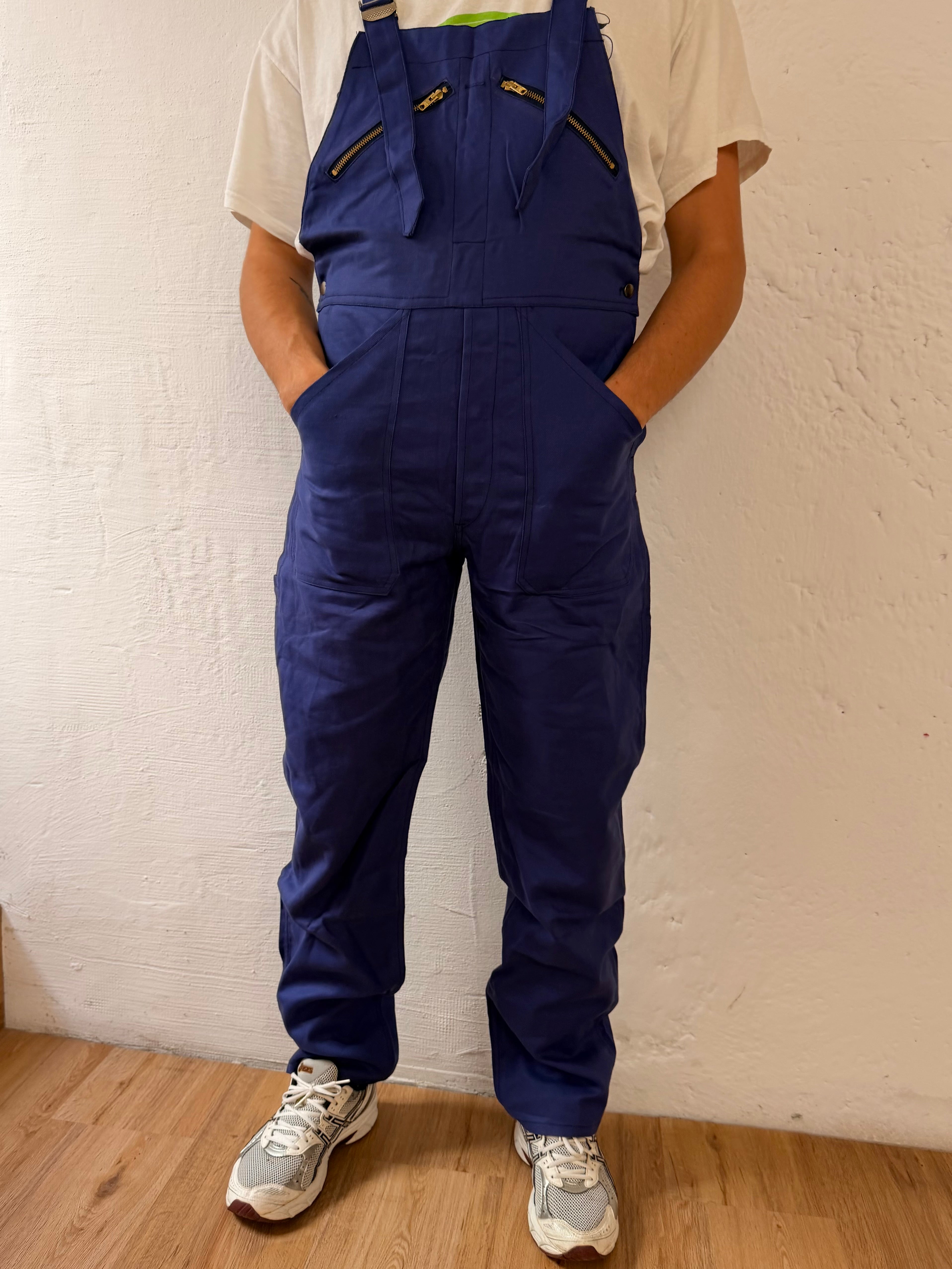 Adolphe Lafont Overall Blue with Adjustable Waist Buttons Unisex – L