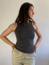 Top Shirt Slim Fit Basic Summer Grey Black Women – M