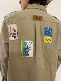 Autumn Style Brown/Grey Jacket - Patches Front & Back – M