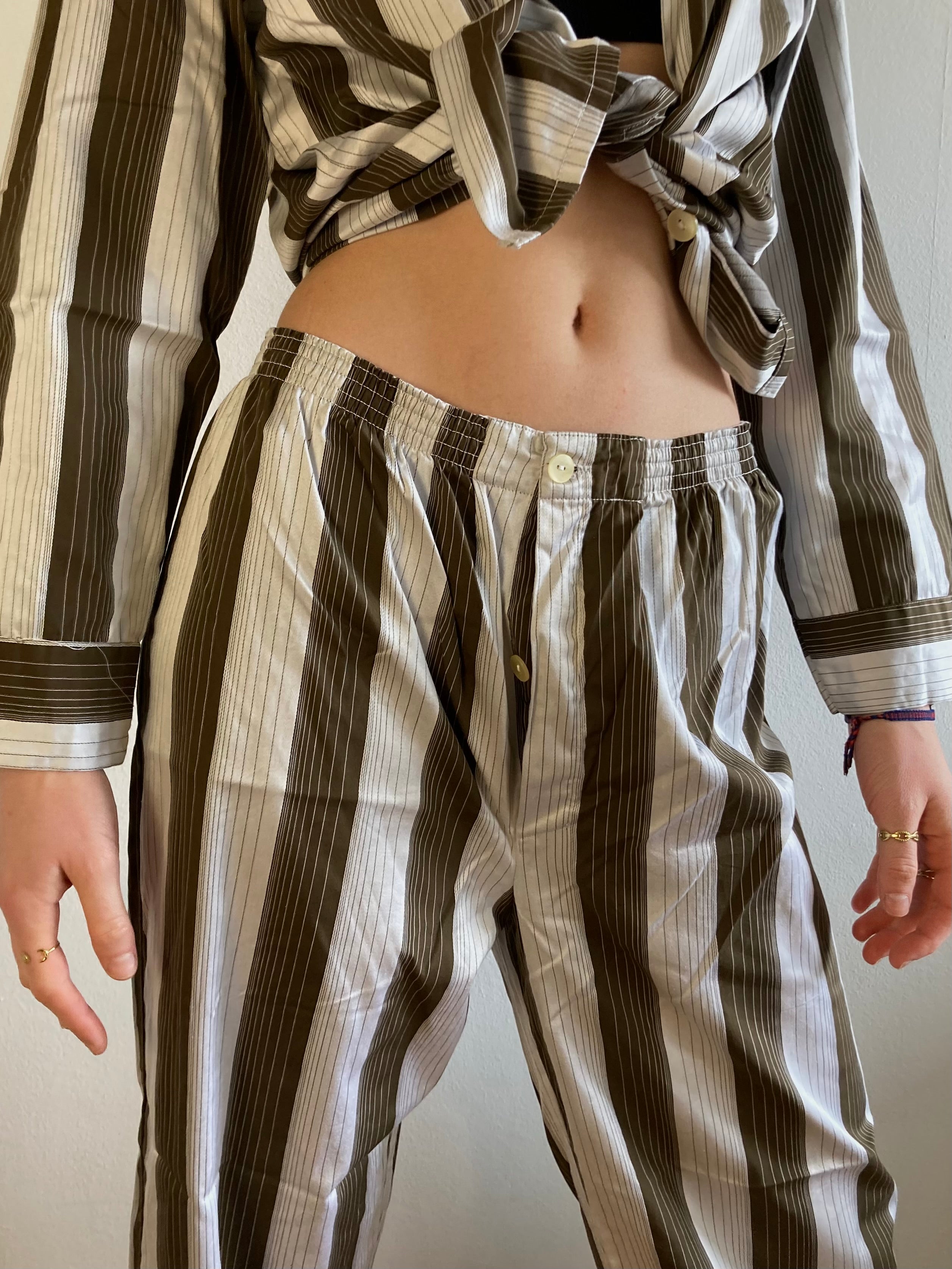 Two-Piece Set Vintage Striped Jacket & Trousers Sumavan Unisex – M