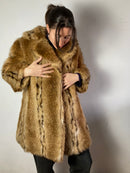Coat Faux Fur Fluffy Warm Coat Brown Women – M