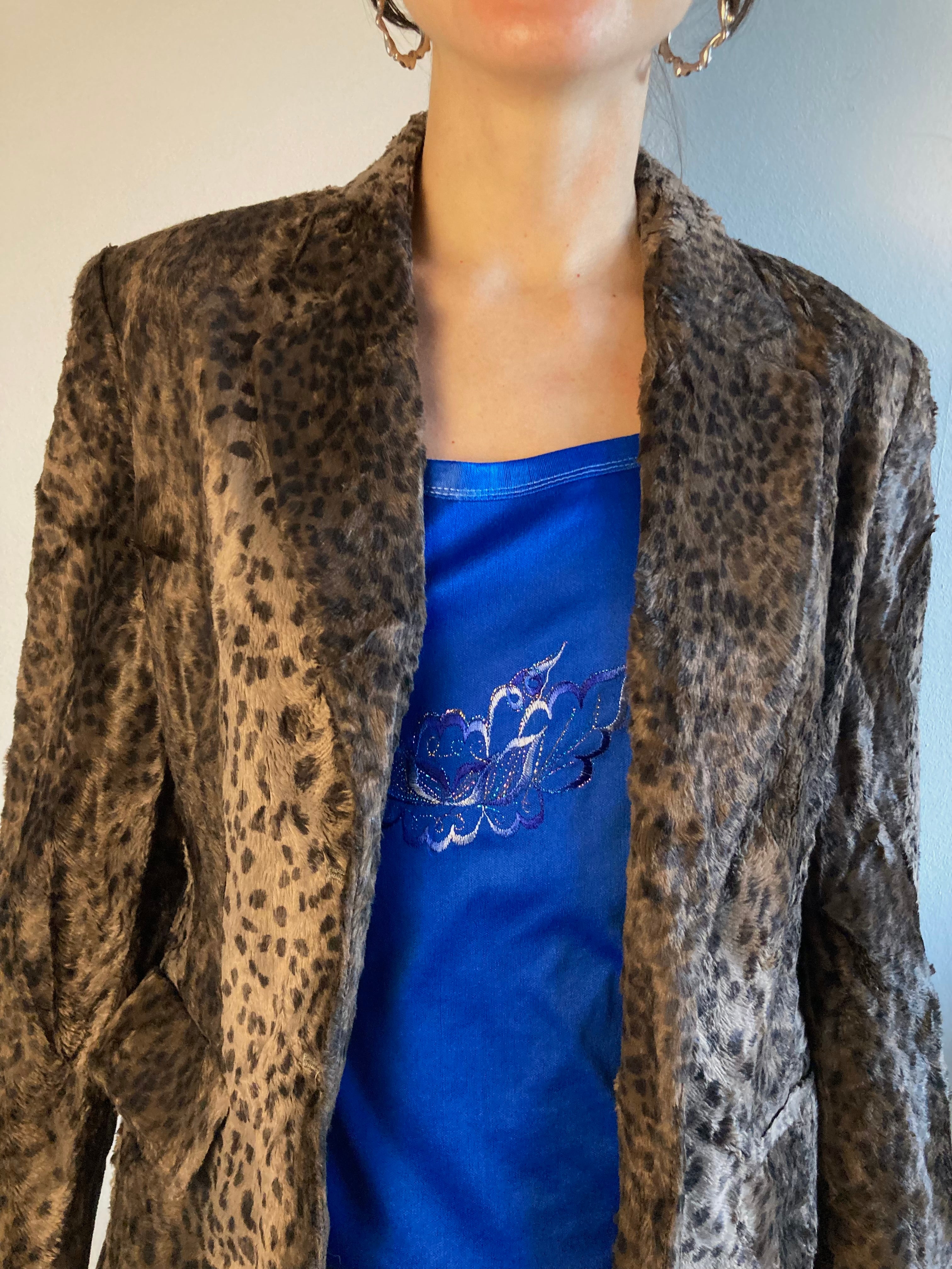 Blazer QuiSet Vintage Animal Print Elegant Women – M