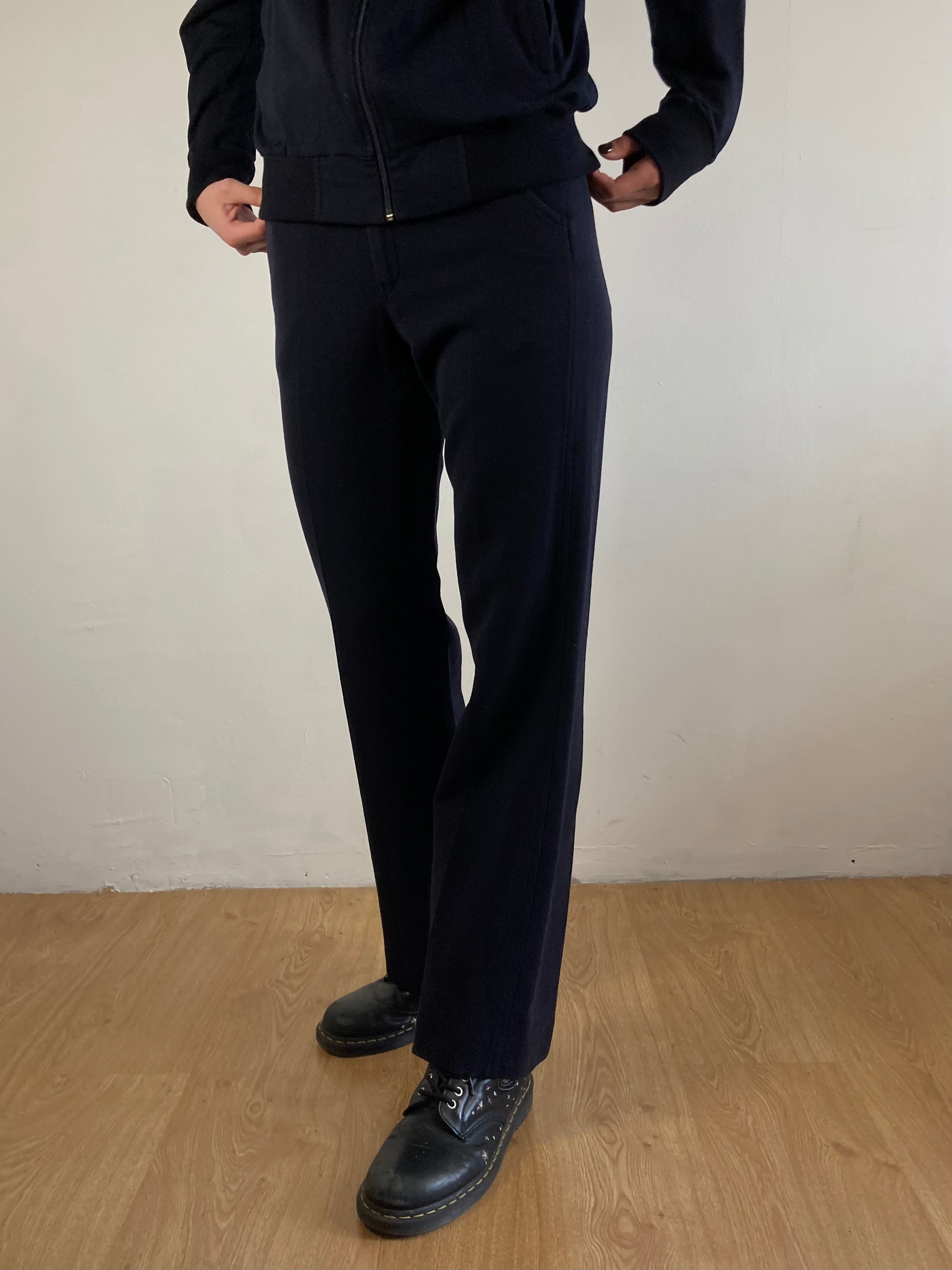 Pants Vintage Blue Fabric Trousers Minimal Straight Fit Unisex – Size approx. M