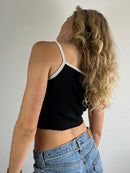 Spaghetti Top Vintage Cropped Summer Black – S
