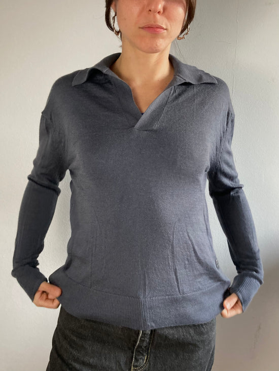 Longsleeve Vintage Merino Wool Collared Shirt Women – M