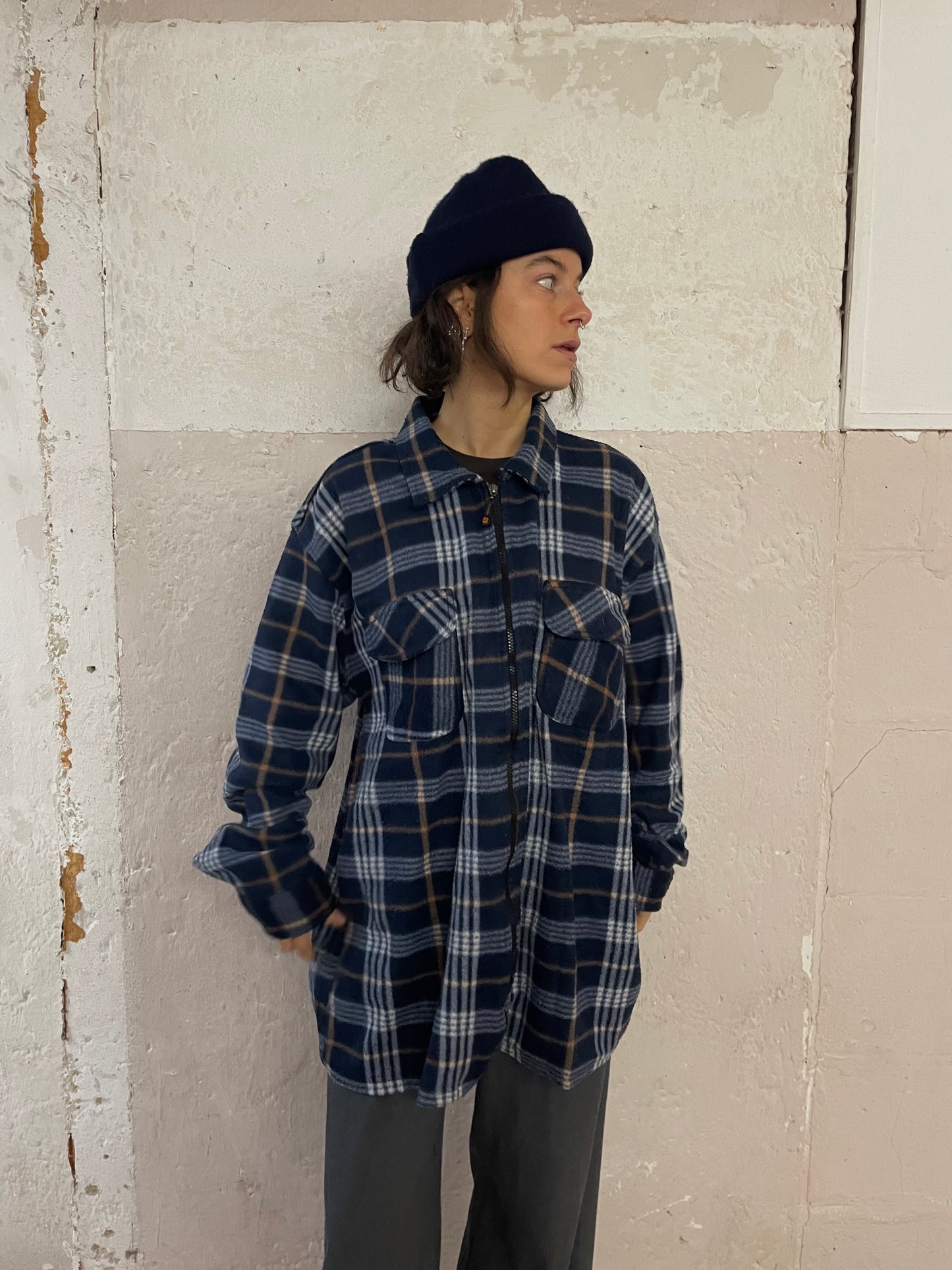 Stoffhemd Oversized Unisex Blue