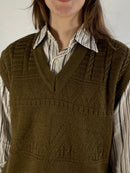 Pullunder Vintage West Germany Brown Wool Blend Knit Unisex Layering – M/L
