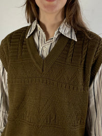 Pullunder Vintage West Germany Brown Wool Blend Knit Unisex Layering – M/L