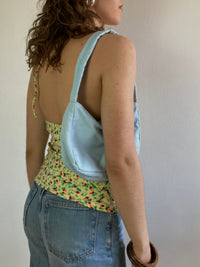 Top Vintage Yellow Elastic Cherry Beaded Summer Women – S