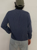 Vintage Yeshi Shirt Long Sleeve Blue Striped – L