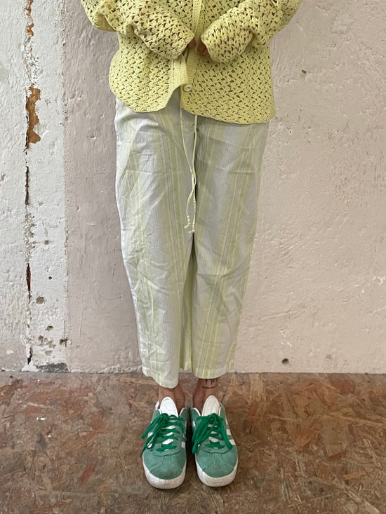 Pants Vintage Etam Summer Striped Cream Yellow Women – S