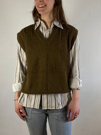 Pullunder Vintage West Germany Brown Wool Blend Knit Unisex Layering – M/L
