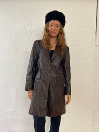 Kunstledermantel Dunkelbraun Größe M