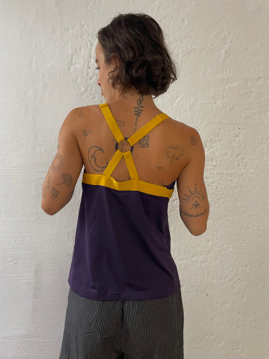 Sleeveless Top Adidas Purple &amp; Yellow Fitted Women – M