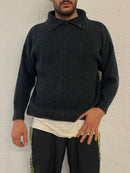 Vintage Paco Calvari Sweater Dark Grey High Neck Wool & Acrylic – M/L