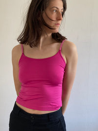 Top Vintage Spaghetti Strap Gin Fizz Summer Satin Pink Women – S