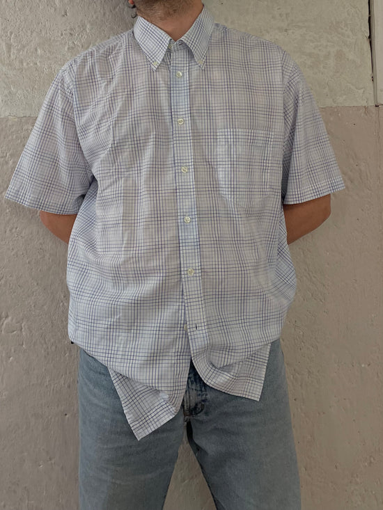 Oversized Blau/Weiß kariertes Hemd XL