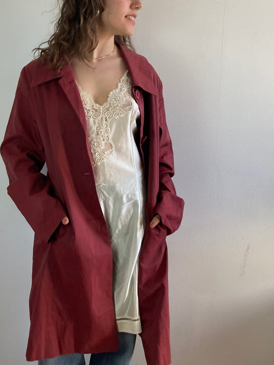 Trench Coat Vintage Red Lightweight Layering Vissavi Women – M