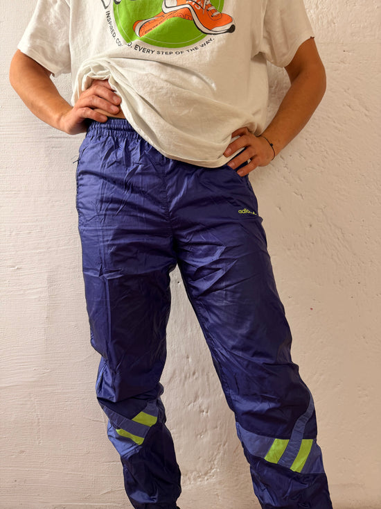 Vintage Unisex Sport Pants Adidas Purple Elastic Waist – L