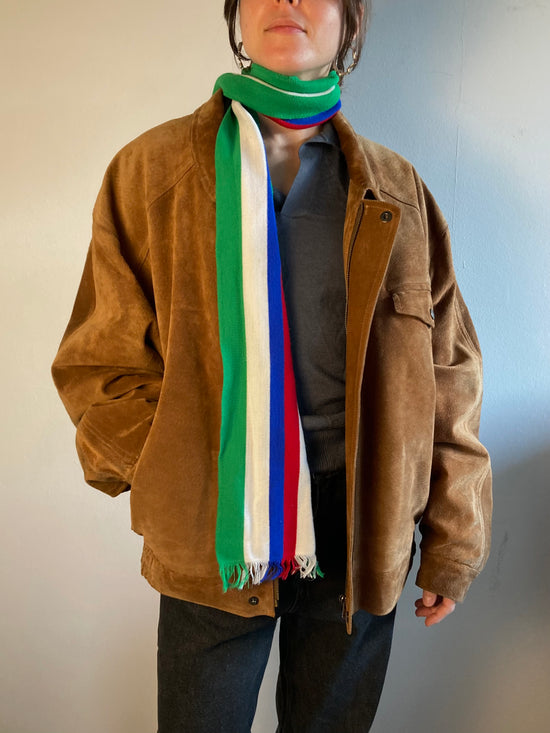 Jacket Vintage Oversized Leather Light Brown Unisex – L