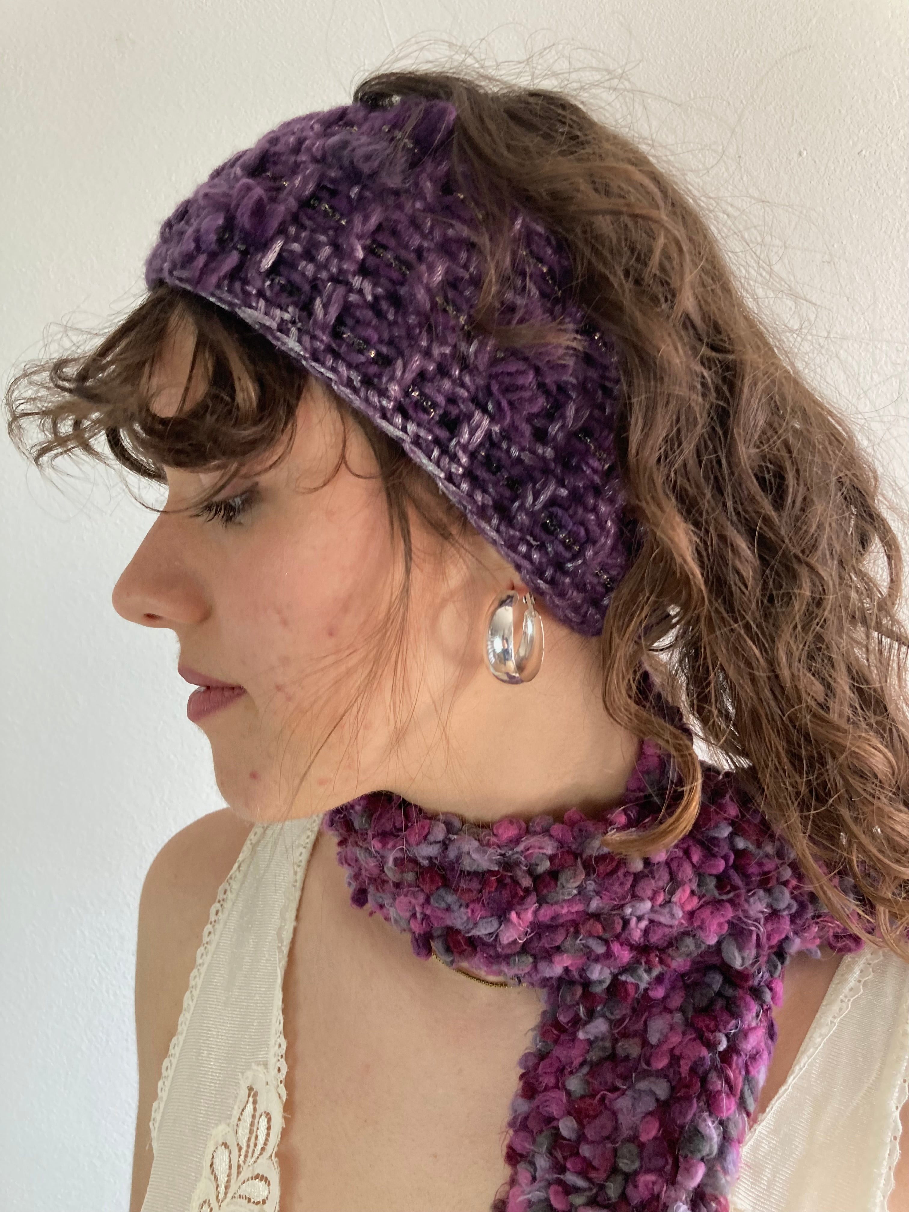 Scarf Vintage Purple Pink Plush Extra Long Unisex – One Size