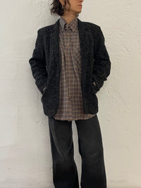 Vintage Wool Blazer Made in England Black & White Details – M/L