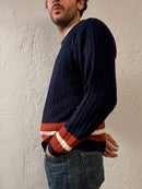 Vintage Pullover Stan’s Blue Cotton Blend Longsleeve with Red Details Unisex – L