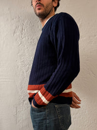 Vintage Pullover Stan’s Blue Cotton Blend Longsleeve with Red Details Unisex – L