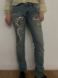 Vintage Jeans Blue F&2 & Glitter Detail – M