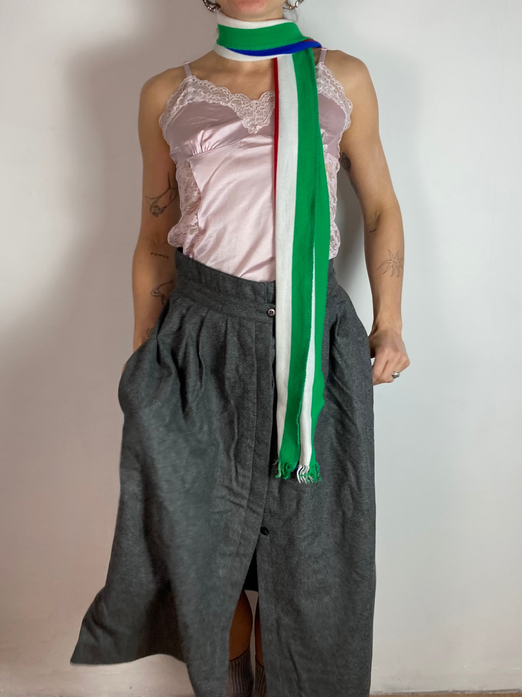 Skirt Arvel Paris Button Front Open Style Grey Women – M