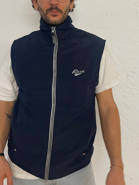 Vintage RACE Vest Sport Blue Lightweight Layering – L