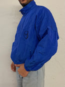 Vintage Long Sleeve Jacket Triump Embroidered Logo Front Blue – L