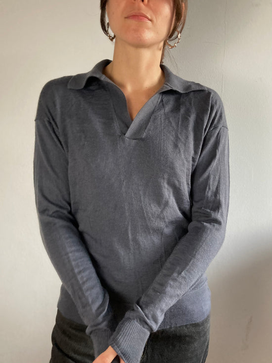 Longsleeve Vintage Merino Wool Collared Shirt Women – M